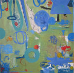 <b>Red Ball</b><br>Mixed Media on panel, 24 x 24 inches<br>$1800