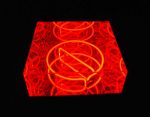 <b>A Thousand x No!</b>, 2009<br>Cast acrylic, mirror, luminous tube, electrical components, 17x17x36 inches<br>$3000