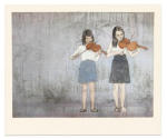 <b>The Duet</b>, 2010<br>drypoint and aquatint on copper over woodcut, 27x22 unframed<br>$800