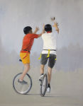 <b>Unicycle Football</b>, 2009<br>Oil, 30x24 inches<br>$3200