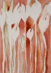 <b>Street Garden, Tulips</b>, 2010<br>Pencil & Watercolor on Paper, 30x22 image, 36x28 inches framed<br>$1600