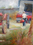 <b>Filling Tires</b>, 2009<br>Oil, 10x8 image, 15x13 framed<br>$650