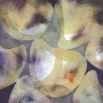 <b>Shell Beach I</b>, 2010<br>Watercolor, 6x6 image, 16x16 inches framed<br>$700