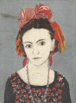<b>Chayito as Frida</b>, 2012<br>Woodcut and drypoint on paper, 15x11 inches unframed<br>$400