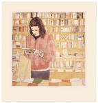 <b>The Left Bank Book Shop</b>, 2012<br>Woodcut and drypoint on paper, 16x16 plates, 22x23 paper<br>$1100