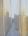 <b>City Through Curtains</b>, 2010<br>Oil on panel, 10x8 inches<br>$750