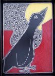 <b>Byzantine Bird</b>, 2009<br>Scratchboard, 7x5 image, 8x6 inches framed<br>$100