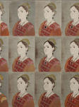 <b>Davina As Frida</b>, 2012<br>Woodcut and drypoint prints mounted on wood panel, 24x18 inches<br>$1400