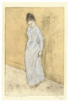 <b>Girl Trying on Her Mother's Wedding Dress</b>, 2008<br>Woodcut, drypoint, and chine colle, 12x18 inches unframed<br>$500
