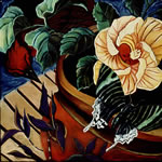 Vermillion Flycatcher, Hibiscus and Swallowtail