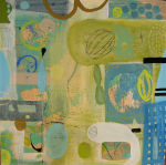 <b>Aqua</b><br>Mixed Media on panel, 12 x 12 inches<br>$800