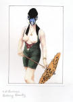 <b>Bathing Beauty by Malcolm Bucknall</b><br>Ink on paper, 15x13 inches framed<br>$700