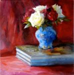 <b>Red, White and Flow Blue</b>, 2009<br>Oil on canvas, 16x16 inches<br>$950
