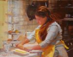 <b>Baking Pies</b>, 2010<br>Oil on canvas, 8x10 inches<br>$650