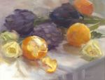 <b>Oranges and Purple Artichokes</b>, 2008<br>Oil, 12 x 16 image, 18 x 22 framed size<br>$950