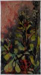 <b>In Bloom</b>, 2010<br>Black gesso, ink, pencil, gouache on linen, 54x30 inches framed<br>$3800