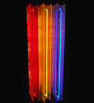 <b>Absolute Abstractions</b>, 2009<br>Fluorescent cast acrylic, electric fixtures, rare luminous tube, 48x6x7 inches each<br>$3800