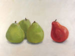<b>Pear Pressure</b>, 2009<br>OIl on panel, 12x9 inches<br>$1050