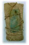 <b>The Parasite</b>, 2009<br>Cast glass and overbeaten flax, 20x10x3<br>$900