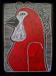 <b>Sly Rooster</b>, 2009<br>Scratchboard, 7x5 inches<br>$100