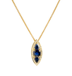 #2311 One 18kt yellow gold pendant, sapphire, diamonds, one 18kt gold chain