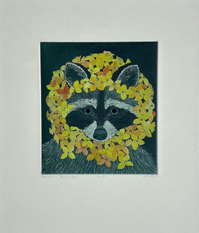 Raccoon in Flower Hat (yellow), 4/20 E.V.