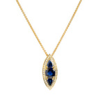 #2311 One 18kt yellow gold pendant, sapphire, diamonds, one 18kt gold chain